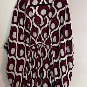 Free People Red and White Maxi Dress 3/4 Sleeve